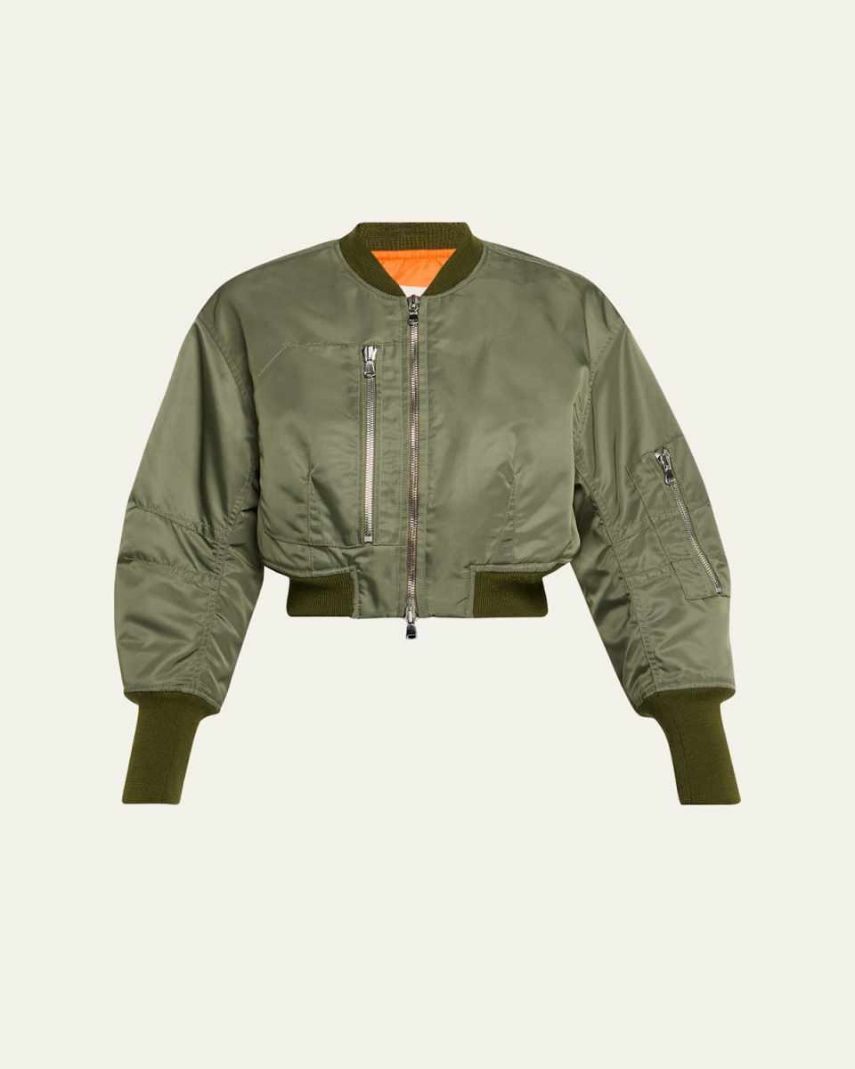 Cropped Nylon Bomber Jacket